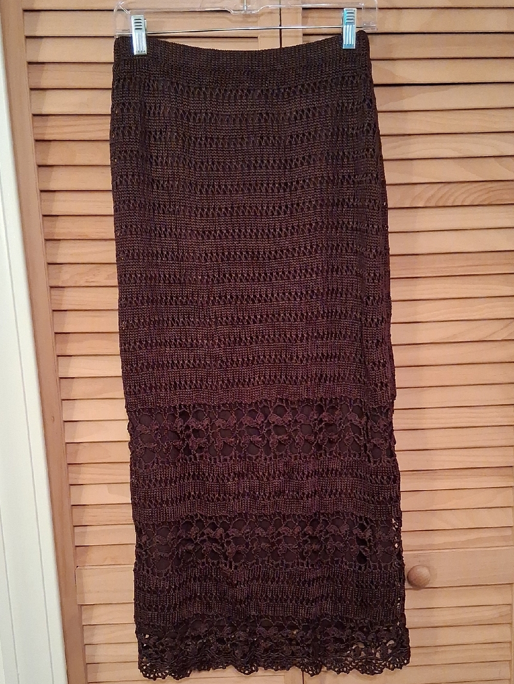 Chico's Crochet Maxi Skirt in Deep Chocolate